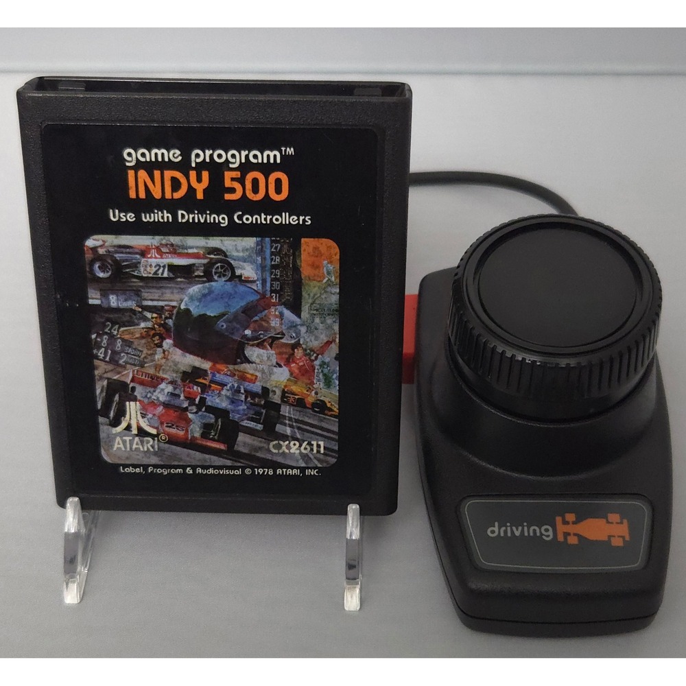 Atari 2600 Indy 500 Game Cartridge with Original Driving Controller - Tested